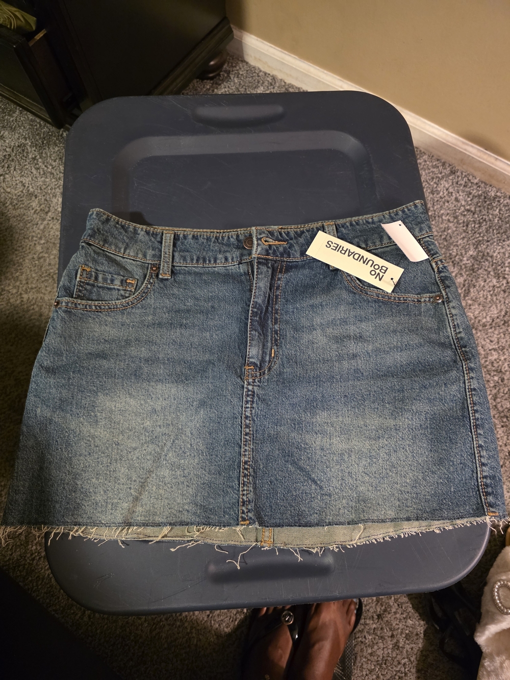 No Boundaries Women's Blue Denim Mini Skirt